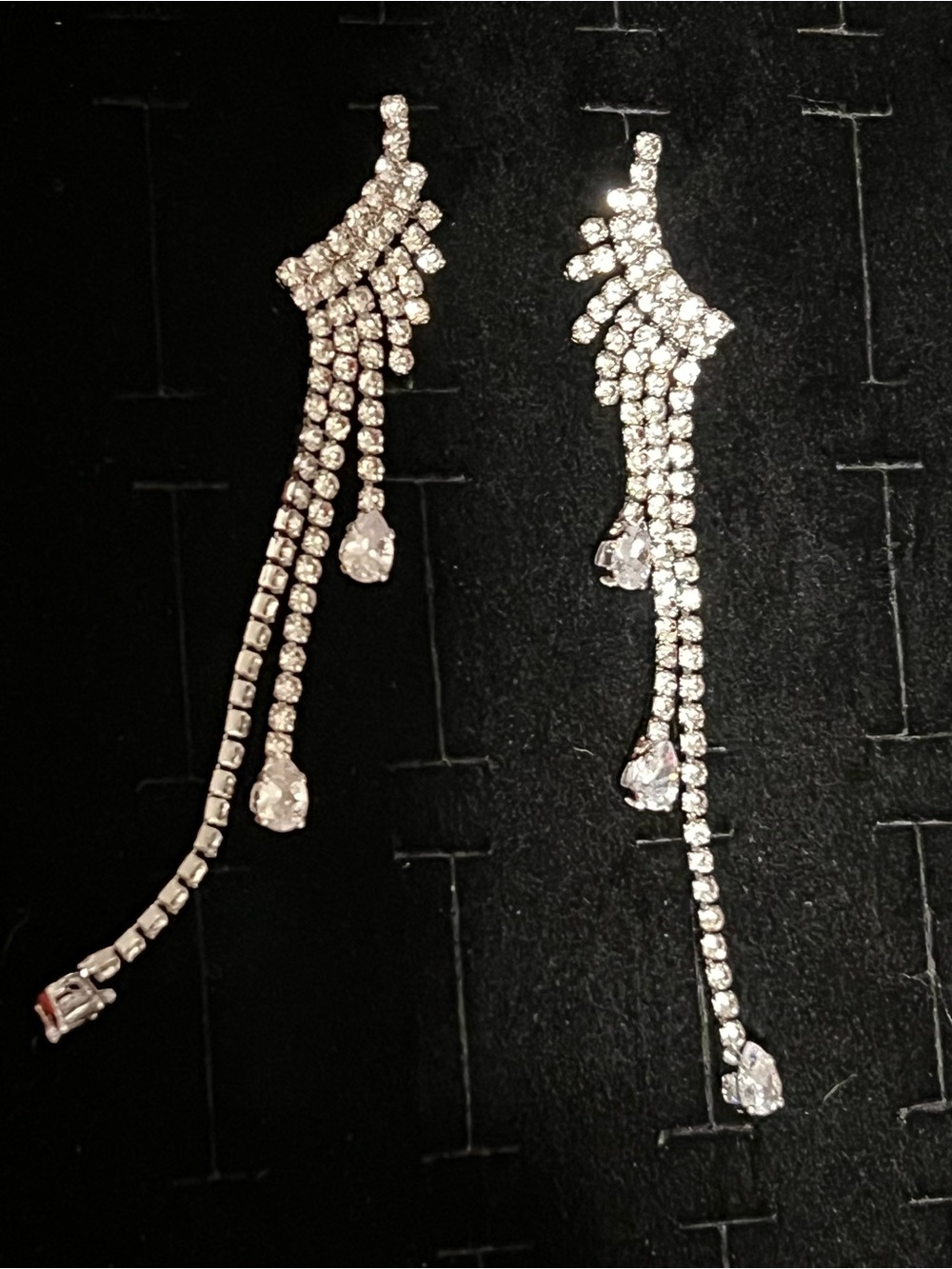 Silver toned CZ Fringe marquise cut Drop Earrings - Elegant Women Jewelry